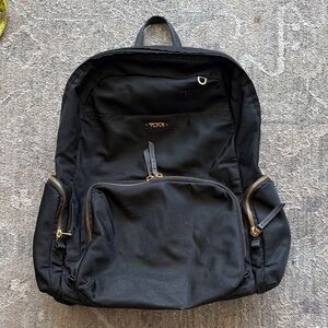 Tumi Black Nylon Backpack with Gold Hardware